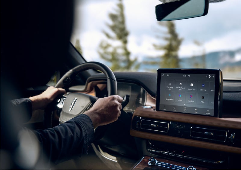 The Lincoln+Alexa app screen is displayed in the center screen of a 2023 Lincoln Aviator® Grand Touring SUV | South Bay Lincoln in Hawthorne CA